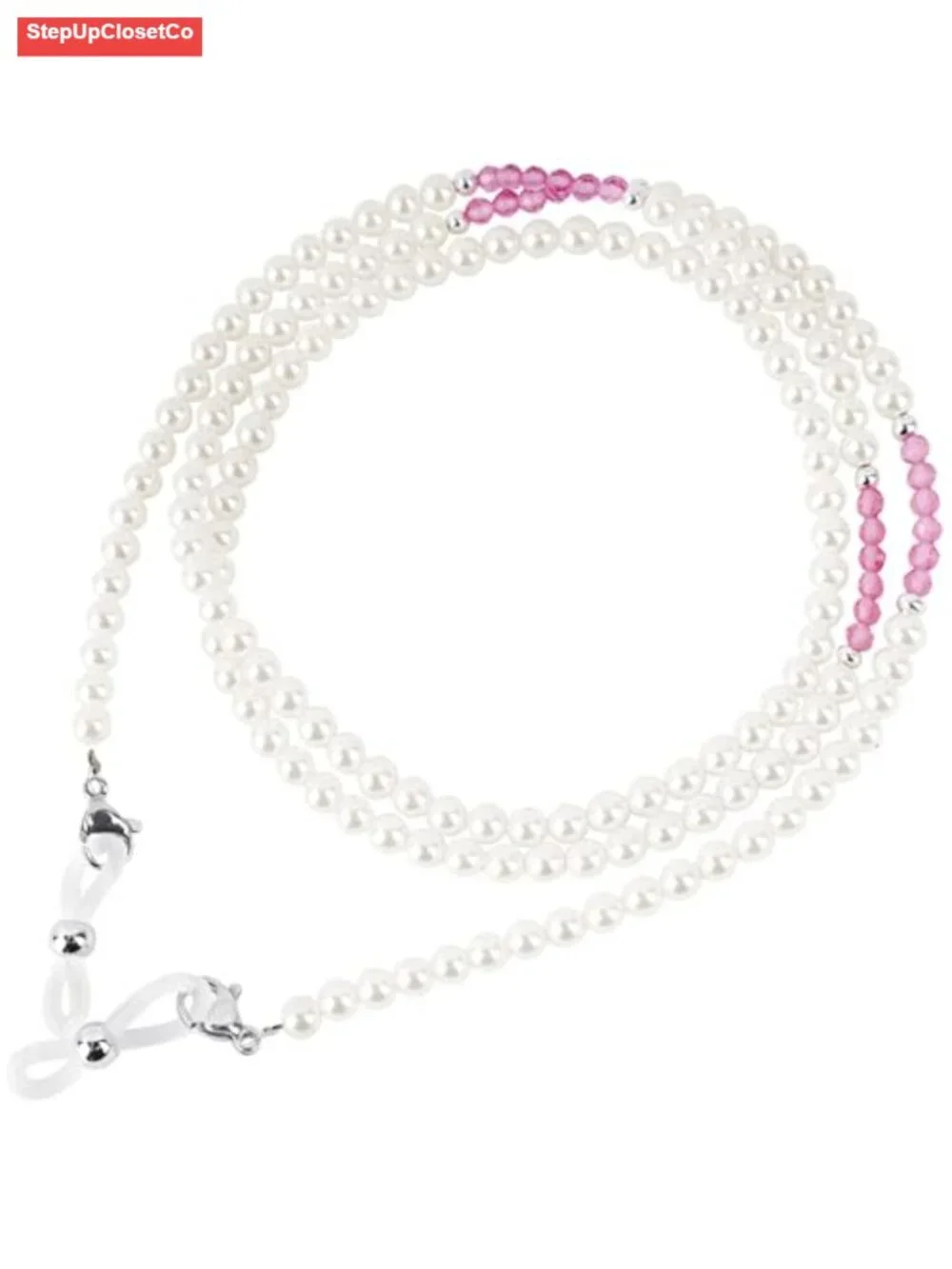 Pearl Beaded Eyeglasses Chain with Spinel Accents, Glasses Holder Lanyard for